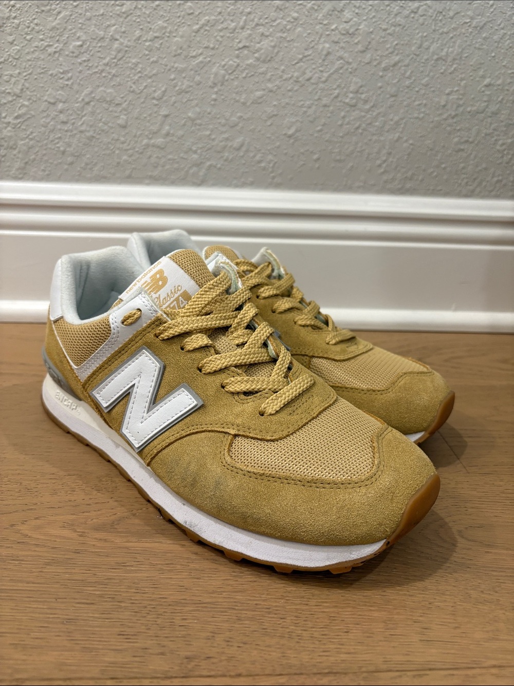 New Balance Sneakers in Mustard with White Accents